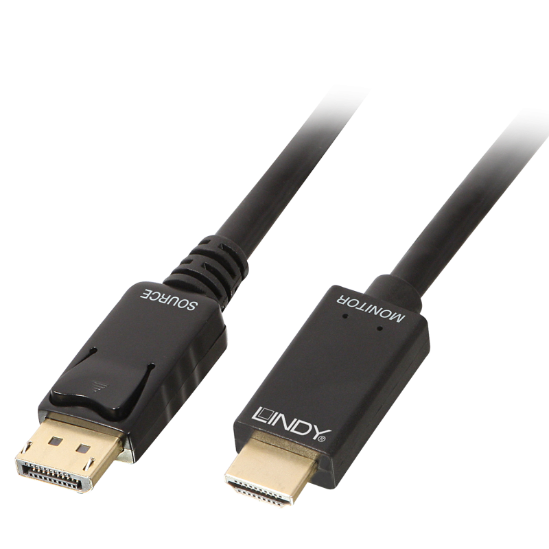 Lindy 36921 - Câble DisplayPort vers HDMI 4K30 (DP:passif), 1m